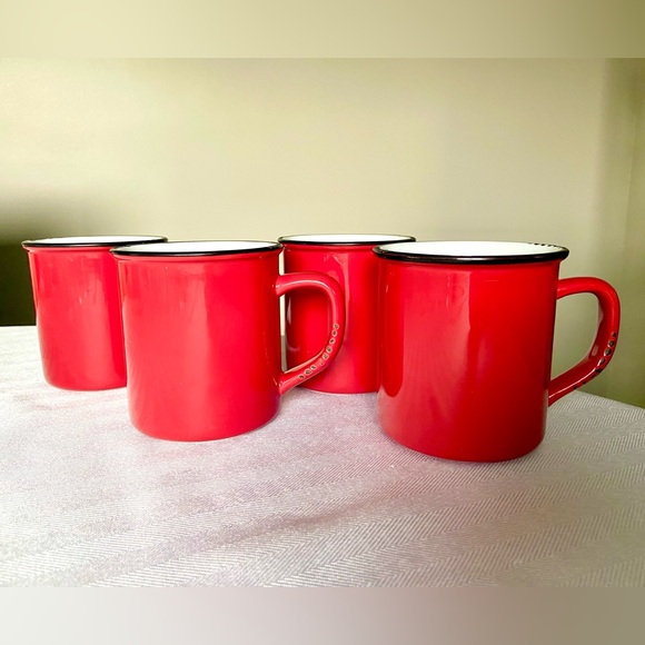 Red Enamel Mugs from The Drake General Store Cottagecore Campfire Cups Set of 4 - Picture 4 of 12